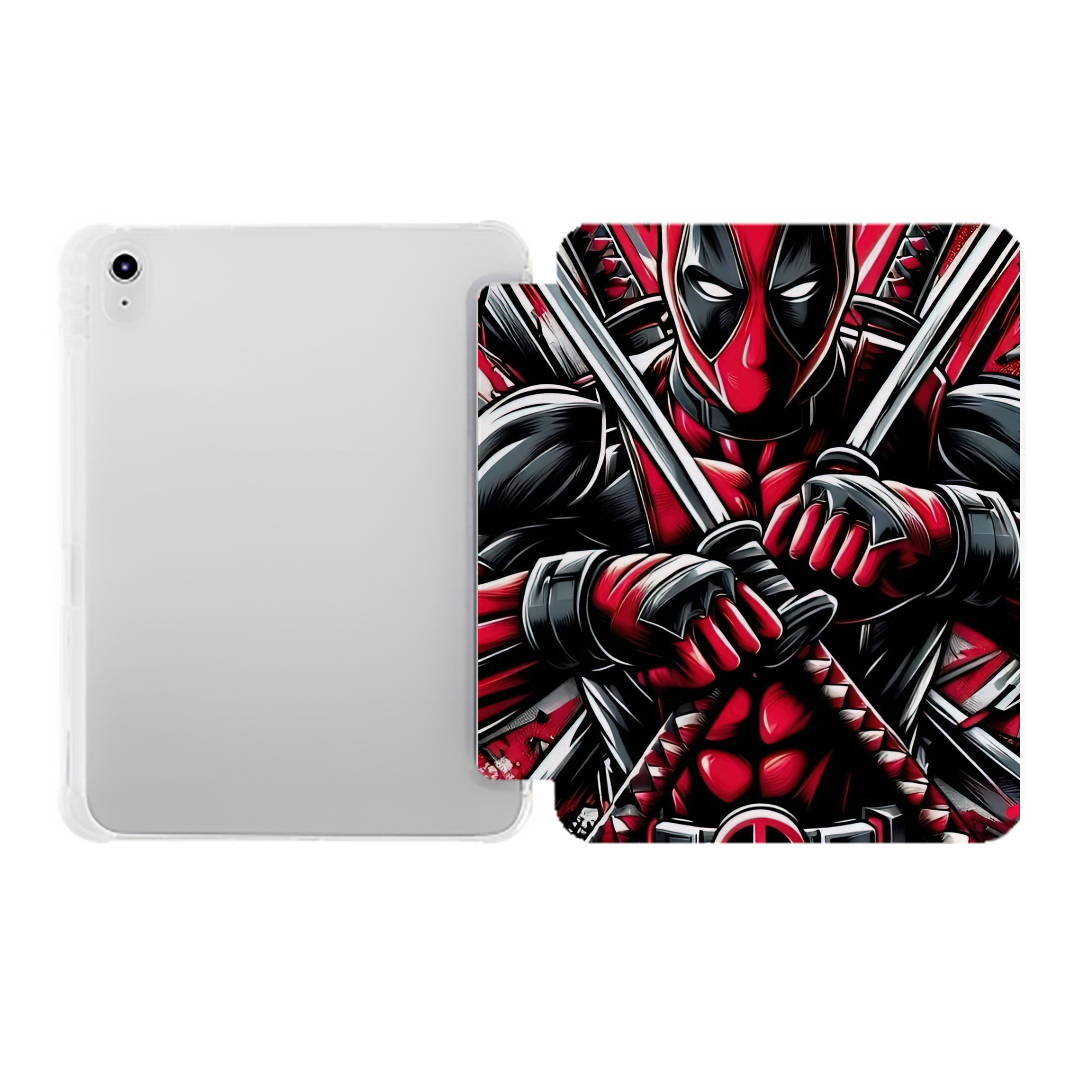 （画像用） Deadpool デッドプール IPad ケース ペン収納付き 三つ折りスタンド PUレザー×シリコン 対応機種9.5/10.5/10.9インチ